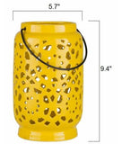 Jeiseyville Yellow Geometric Outdoor Ceramic Lantern