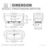 67 in. x 32 in. Rectangle Freestanding Stone Resin Deep Soaking Flat-Bottom Bathtub with Center Drain