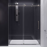 Madam Series 56 to 60 in. x 76 in. Frameless Sliding Shower Door with Clear or Tinted Tempered Glass and Tsunami Guard