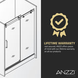 Madam Series 56 to 60 in. x 76 in. Frameless Sliding Shower Door with Clear or Tinted Tempered Glass and Tsunami Guard