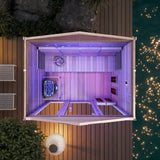 4-Person Infrared and Electric Heater Outdoor Red Cedar and Hemlock Wood Sauna with Wet/Dry Use, Touch Pad Controller