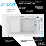 FULLY LOADED Wheelchair Access Walk-in Tub with Air and Whirlpool Jets Hot Tub | Quick Fill Waterfall Tub Filler with 6 Setting Handheld Shower Sprayer | Including Aromatherapy, LED Lights, V-Shaped Back Jets, and Auto Drain