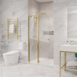 Romance Series 34 in. x 72 in. H Hinged Frameless Shower Door with Tsunami Guard Tempered Glass