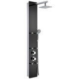 Melody 59 in. 6-Jetted Full Body Shower Panel System with Heavy Rain Shower and Spray Wand in Black Deco-Glass