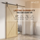 Mammoth Series 36 in. x 84 in. All Natural Finish MDF Interior Sliding Barn Door with Hardware Kit in Matte Black