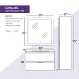 30 in. W x 20 in. H x 18 in. D Bath Vanity Set in Rich Gray with Vanity Top in White with White Basin and Mirror