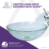 Choir Series 17 in. Round Bathroom Vessel Sink in Crystal Clear Mosaic Glass with Matching Chrome Waterfall Faucet