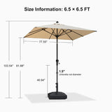 PURPLE LEAF Crank and Tilt Rectangular Outdoor Patio Market Umbrella with Base