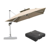 PURPLE LEAF Large Square Patio Cantilever Umbrella With Base for Garden Pool Porch