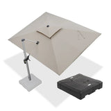 PURPLE LEAF Rectangular Large Outdoor Cantilever Umbrella With Base for Garden, Pool