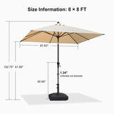 PURPLE LEAF Crank and Tilt Rectangular Outdoor Patio Market Umbrella with Base