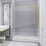 Madam Series 56 to 60 in. x 76 in. Frameless Sliding Shower Door with Clear or Tinted Tempered Glass and Tsunami Guard