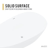 Makot 5.6 ft. Man-Made Stone Center Drain Freestanding Bathtub in Matte White