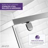 Castle Series 49 in. x 72 in. H Hinged Semi-Frameless Shower Door with Tsunami Guard Tempered Glass
