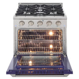 Kucht 30" Gas Range in Stainless Steel with Blue Oven Door, KNG301-B