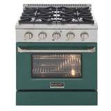 Kucht 30" Gas Range in Stainless Steel with Green Oven Door, KNG301-G