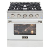 Kucht 30" Gas Range in Stainless Steel with White Oven Door, KNG301-W