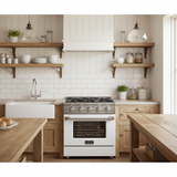 Kucht 30" Gas Range in Stainless Steel with White Oven Door, KNG301-W