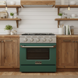 Kucht 30" Propane Range, Stainless Steel, Green Oven Door, KNG301/LP-G