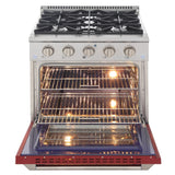 Kucht 30" Propane Range, Stainless Steel, Red Oven Door, KNG301/LP-R
