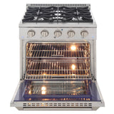 Kucht 30" Propane Range, Stainless Steel, Silver Oven Door, KNG301/LP-S