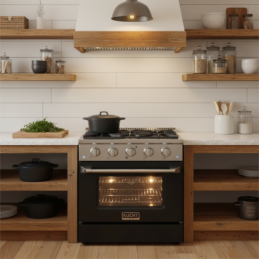 Kucht 30" Propane Range, Stainless Steel,Black Oven Door, KNG301/LP-K