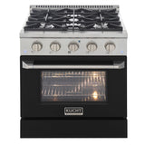 Kucht 30" Propane Range, Stainless Steel,Black Oven Door, KNG301/LP-K