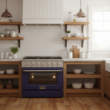 Kucht 36" Gas Range, Stainless Steel with Blue Oven Door, KNG361-B