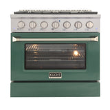 Kucht 36" Gas Range, Stainless Steel with Green Oven Door, KNG361-G