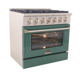 Kucht 36" Gas Range, Stainless Steel with Green Oven Door, KNG361-G