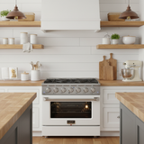 Kucht 36" Gas Range, Stainless Steel with White Oven Door, KNG361-W