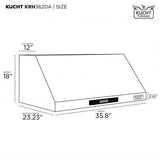 Kucht 36” Professional Stainless Steel, Under Cabinet Hood, KRH3620A