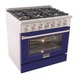 Kucht 36" Propane Range in Stainless Steel, Blue Door, KNG361/LP-B