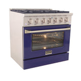 Kucht 36" Propane Range in Stainless Steel, Blue Door, KNG361/LP-B