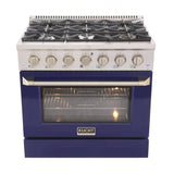 Kucht 36" Propane Range in Stainless Steel, Blue Door, KNG361/LP-B