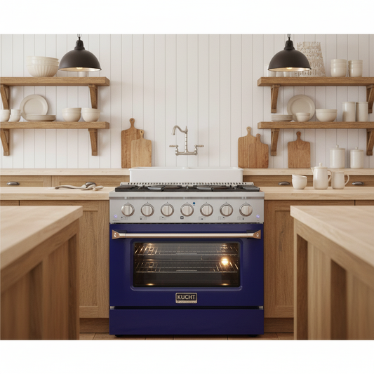 Kucht 36" Propane Range in Stainless Steel, Blue Door, KNG361/LP-B