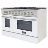 Kucht 48" Gas Range in Stainless Steel, White Oven Doors, KNG481-W