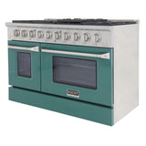 Kucht 48" Gas Range in Stainless Steel with Green Oven Doors, KNG481-G