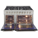 Kucht 48" Gas Range, Stainless Steel, Black Oven Doors, KNG481-K