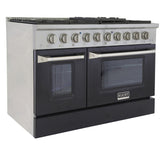 Kucht 48" Gas Range, Stainless Steel, Black Oven Doors, KNG481-K