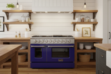 Kucht 48" Gas Range, Stainless Steel with Blue Oven Doors, KNG481-B