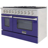 Kucht 48" Propane Range in Stainless Steel, Blue Doors, KNG481/LP-B