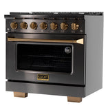 Kucht Gemstone Professional 36 in. 5.2 cu. ft. Propane Gas Range with Sealed Burners and Convection Oven in Titanium Stainless Steel KEG363/LP