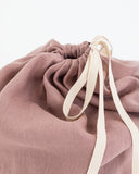 Linen laundry bag in Woodrose