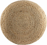 Lavertezzo Brick Red Knitted Beige Cotton Pouf
