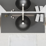 Amalfi Series 17 in. L x 17 in. W Round Bathroom Vessel Sink in Matte Black Finish Glass with Chrome Pop-Up Drain