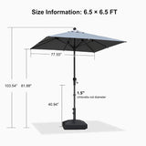 PURPLE LEAF Crank and Tilt Square Patio Table Umbrella with Base for Garden Porch