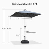 PURPLE LEAF Crank and Tilt Square Patio Table Umbrella with Base for Garden Porch