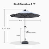 PURPLE LEAF Round Tilting Patio Umbrella with Base, Milan Porch Table Umbrella