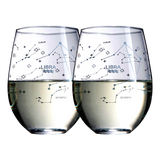 Set of 2 Zodiac Sign Wine Glasses with 2 Wooden Coasters (Libra)